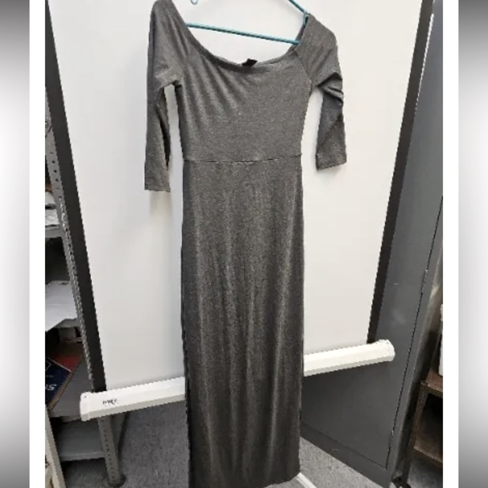 NWOT Love Cameron Los Angeles gray Medium very long dress with slits up sides